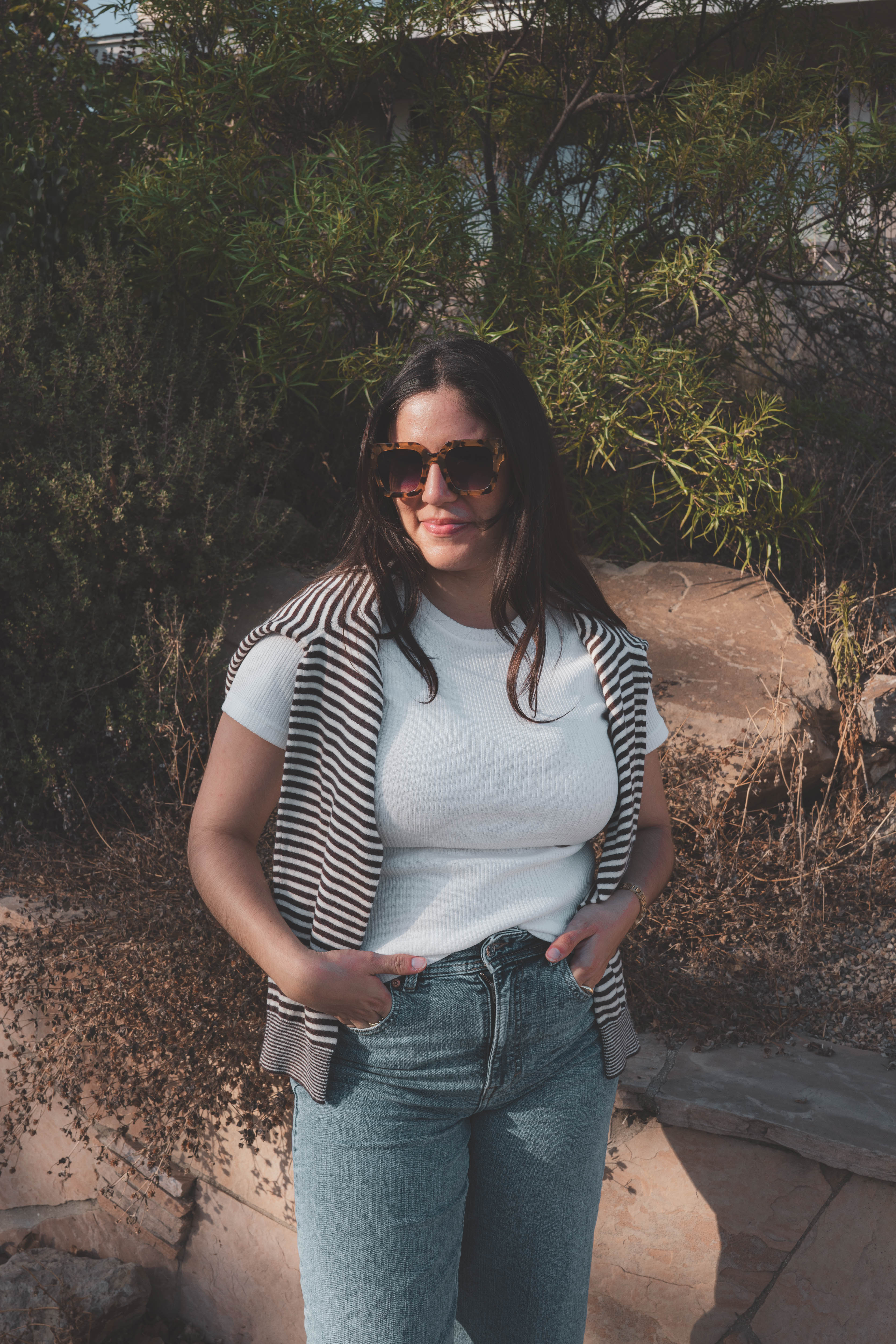 Women's White Ribbed 100% Cotton Tee | Everyday Basic Top