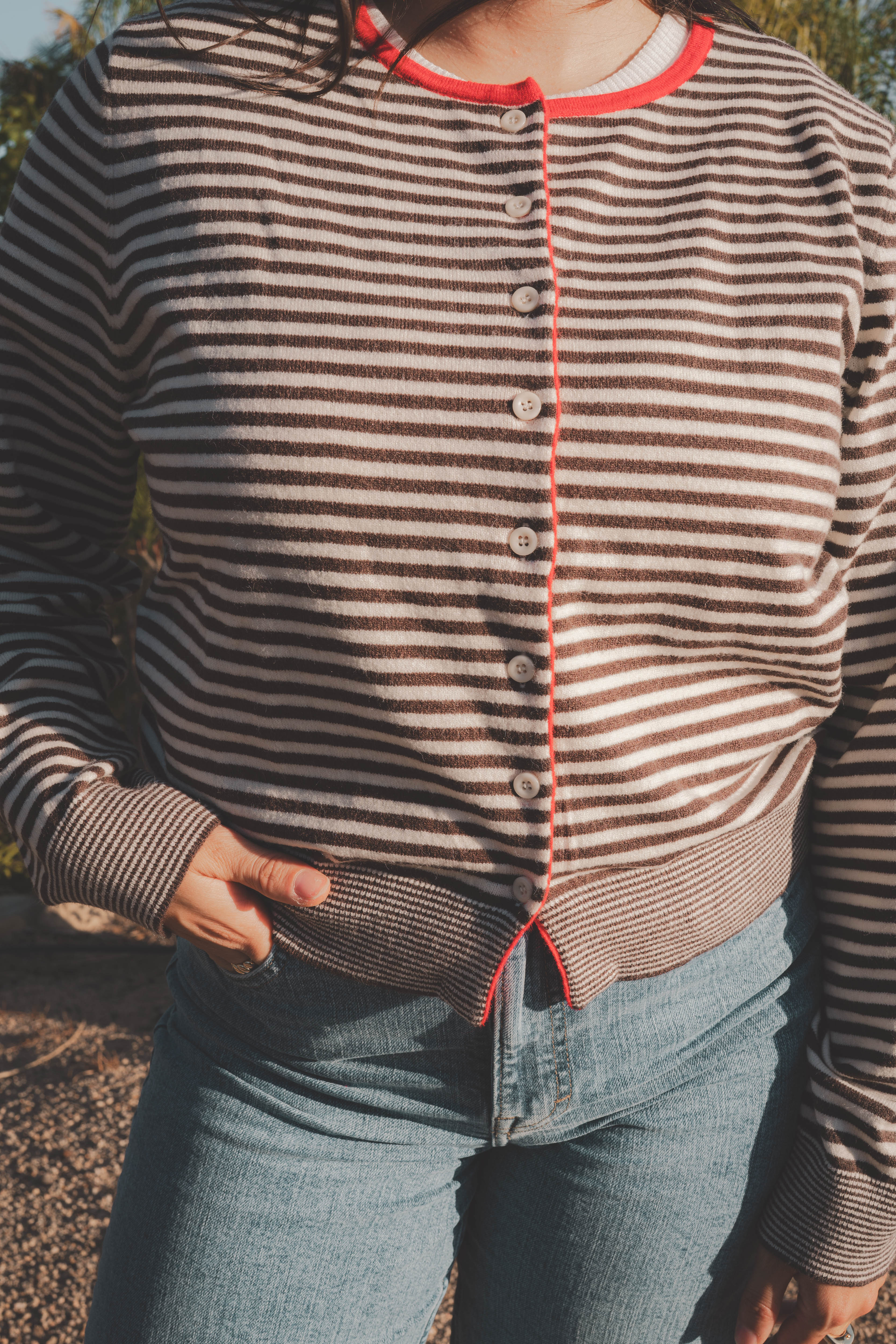 Autumn Striped Cardigan | Women's Lightweight Fall Cardigan